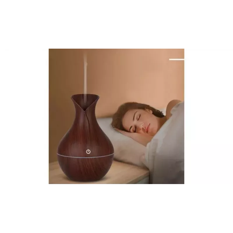 IVY D2 3-w-1 Dyfuzor Aromatu - Nawilżacz - 1.5W Nocna Lampa Atmosferyczna USB 11cm / 300ml Ciemne Drewno