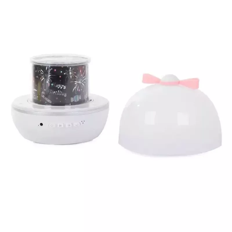Kiddyz WH-16E Dream Projection Night Lamp (12x12x12 cm) z 6 filmami wzorów, ładowany przez USB-C, biały
