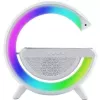 Lampa głośnikowa Elight w kształcie litery G z oświetleniem RGB LED i bezprzewodową ładowarką do smartfonów, biała