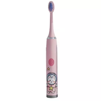 Kiddyz T1 Elektryczna szczoteczka soniczna dla dzieci 3-12 lat, ładowana przez USB, 2 końcówki, różowa
