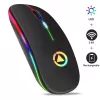 GameBox MR12 Wireless Mouse z podświetleniem RGB, cichym klikiem, ładowany przez USB, ergonomiczna konstrukcja, czarny