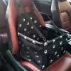 iLike Mały transporter samochodowy dla psa i kota, wodoodporny i składany, czarny wzór łapki