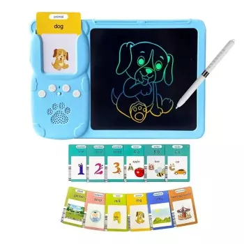 Kiddyz Learning Pad z 112 Mówiącymi Fiszki i 8,5-calowym Tabletem LCD do Pisania, Edukacyjna Zabawka Ładowana przez USB dla Dzieci w Wieku 3-8 Lat