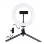 Elight ST6-5 16cm 10W LED Light Ring z uchwytem na telefon + 0,5m metalowy statyw + pilot BT Czarny