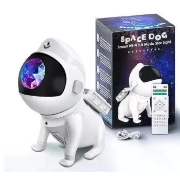 Projektor ścienny i sufitowy Elight G6 Space Dog z efektem mgławicy, głośnikiem, aplikacją Bluetooth, pilotem, biały