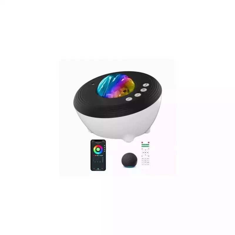 Projektor Aurora Elight J1 z Dźwiękami Atmosfery i Głośnikiem Bluetooth, Inteligentne Sterowanie Wi-Fi Bluetooth przez Aplikację, Biały