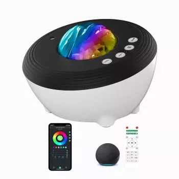 Projektor Aurora Elight J1 z Dźwiękami Atmosfery i Głośnikiem Bluetooth, Inteligentne Sterowanie Wi-Fi Bluetooth przez Aplikację, Biały