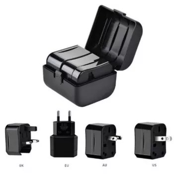 iLike CP TR1 Network 3in1 Multi-Adapter UK 3-Pin - Euro 2pin - US (USA) - Asia + Storage Case Black