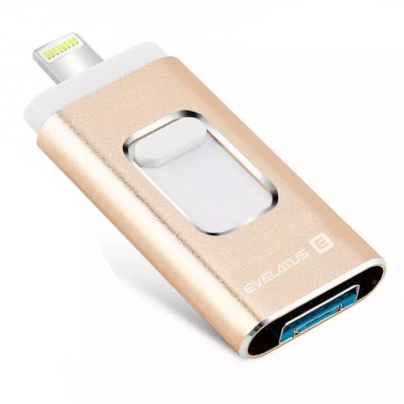 Evelatus USB Flash to Lightning 32GB 3in1 (USB, iPhone and Micro) Gold
