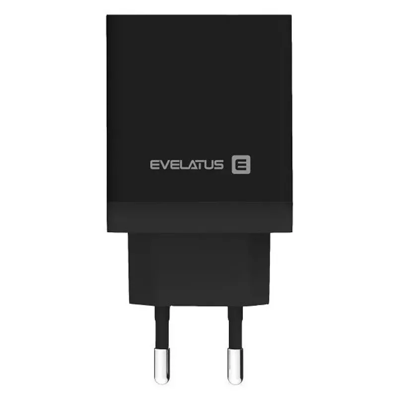 Evelatus Universal Travel Charger ETC04 USB 2.4A + Type-C 3A 30W Power Delivery Black