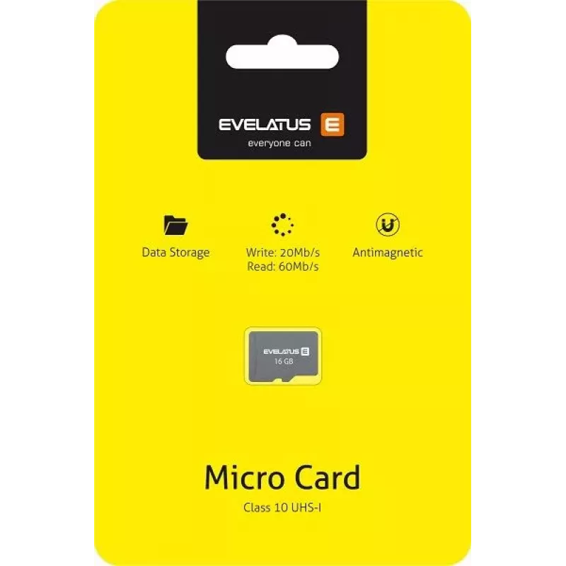 EVELATUS Universal Micro SD Card 16GB 3.0 EMC01 Read 60MB/s Write 20MB/s