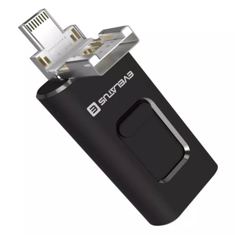 Evelatus USB Flash 4in1 64GB EFD03 (USB, Micro, Type C i iPhone) Czarny
