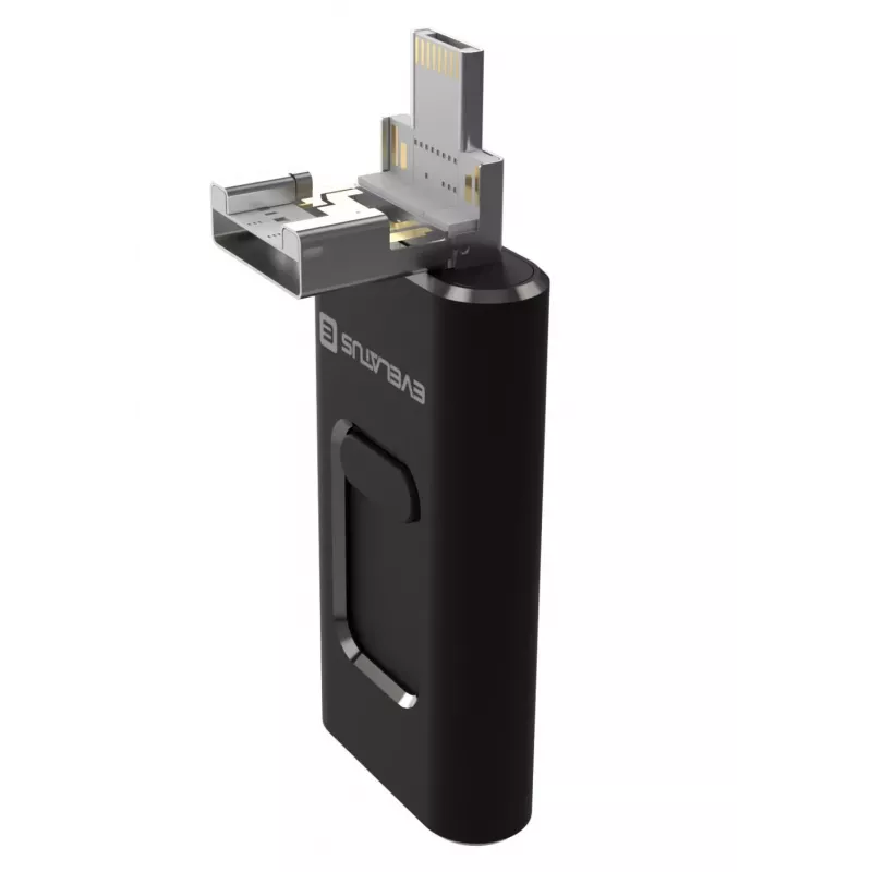 Evelatus USB Flash 4in1 64GB EFD03 (USB, Micro, Type C i iPhone) Czarny