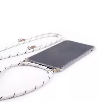 Evelatus Samsung Galaxy A70 Case with Rope White Stripes Transparent TPU Back Cover