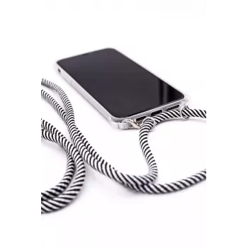 Evelatus Apple iPhone Xs MAX Case z paskiem, czarne paski, przezroczysty