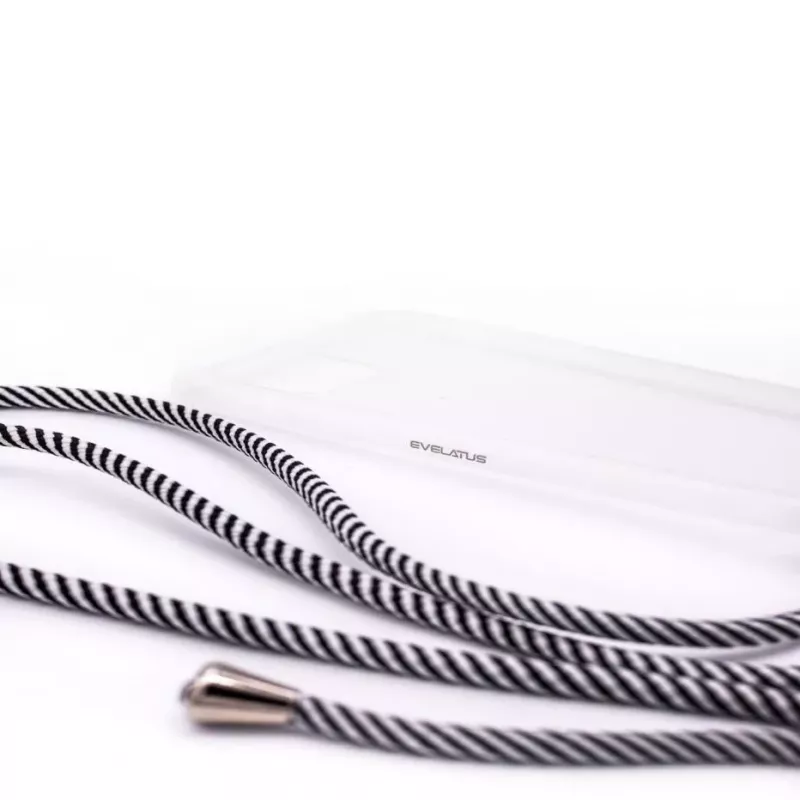 Evelatus Apple iPhone XR Case with Rope Black Stripes Transparent