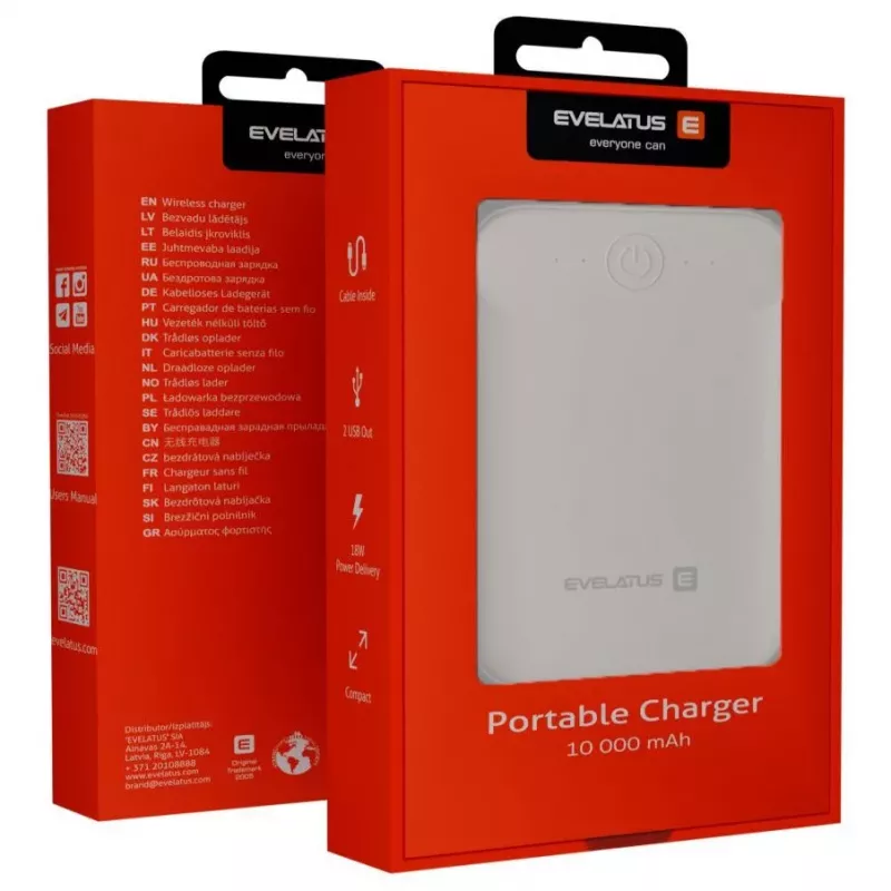 Evelatus Power Bank EPB07 10000 mAh Biały