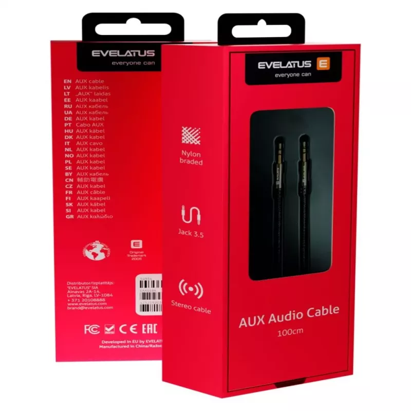 Evelatus AUX Stereo Cable EAX01 Black