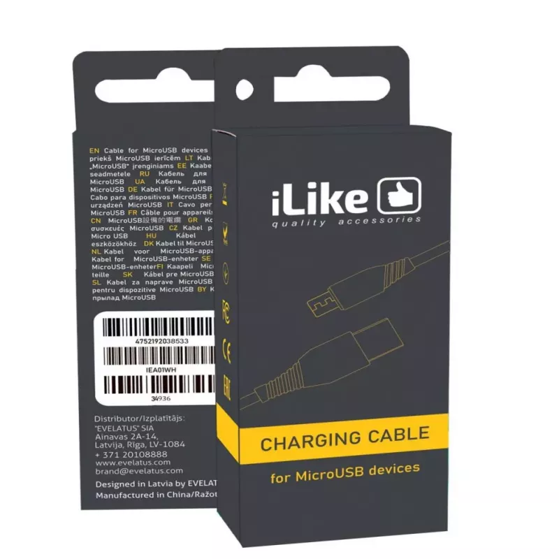 Przewód ładujący iLike do MicroUSB ICM01 Czarny