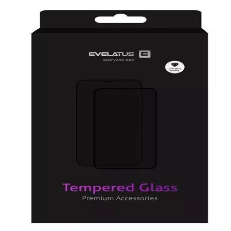 EVELATUS Apple iPhone 12 Pro Max 6.7'' 2.5D Full Cover Japan Glue Glass Anti-Static Screen Protector