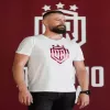 Męska koszulka Dinamo XL «DINAMO» z czerwonym metalicznym nadrukiem, biała