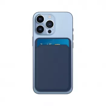 Evelatus Universal iPhone Genuine Leather MagSafe Wallet Blue