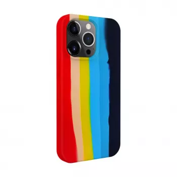 Evelatus Apple iPhone 14 Pro Silicone Case Multi-Colored Rainbow