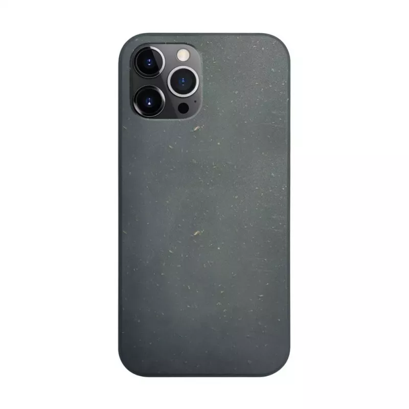 iLike Apple iPhone 12 Pro Max Silikonowa Plastikowa Etui Eco Print Design Czarny