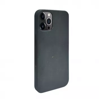 iLike Apple iPhone 12 Pro Max Silikonowa Plastikowa Etui Eco Print Design Czarny