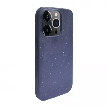 iLike Apple iPhone 14 Pro Silicone Plastic Case Eco Print Design Blue
