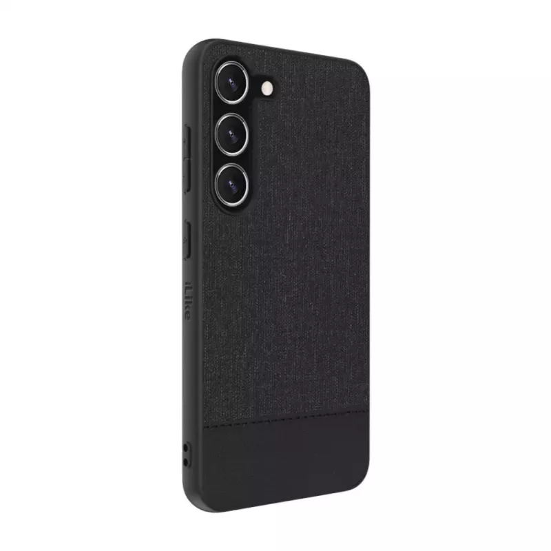 iLike Samsung Galaxy S23 Plus Plastic Leather Back Cover Black