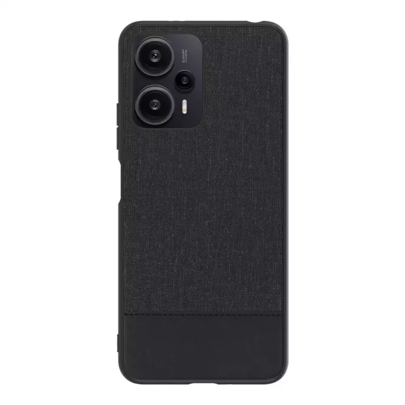 iLike Xiaomi Redmi Note 12 / Poco X5 Plastikowo-Skórzana Tylna Obudowa Czarna