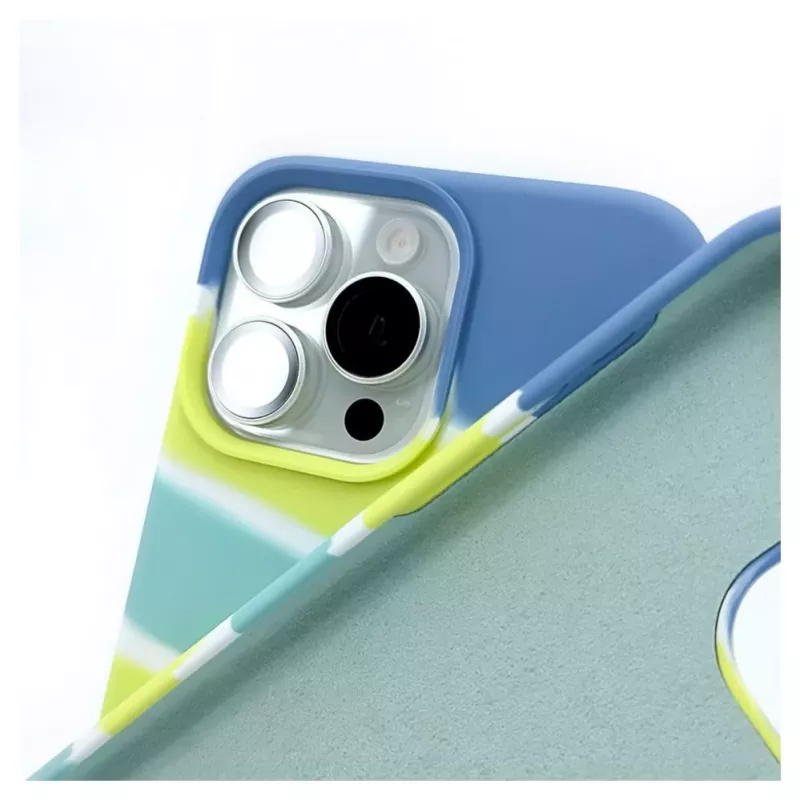 Evelatus Apple iPhone 15 Pro Silicone Case Multi-Colored Yellow Green