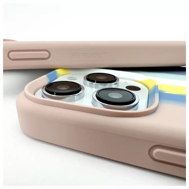 Evelatus Apple iPhone 15 Pro Max Silikonowe Etui Wielokolorowe Niebiesko-Różowe