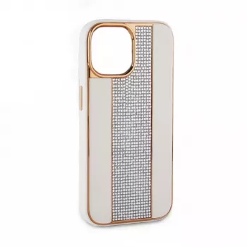 iLike Apple iPhone 15 Pro Diamonds and Leather Case White