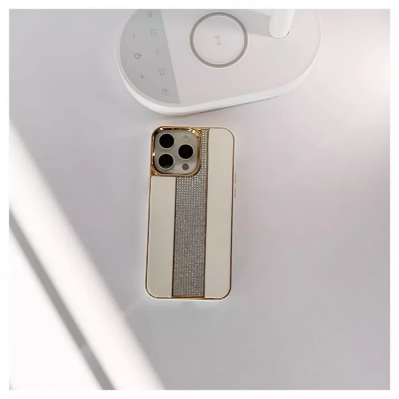 iLike Apple iPhone 15 Pro Diamonds and Leather Case White