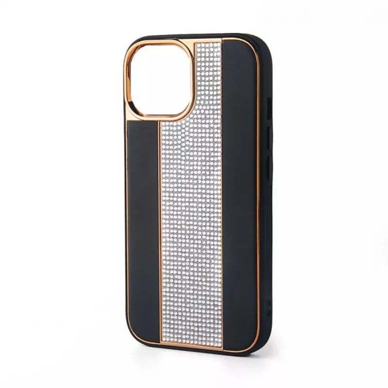 iLike Apple iPhone 15 Pro Diamonds and Leather Case Black