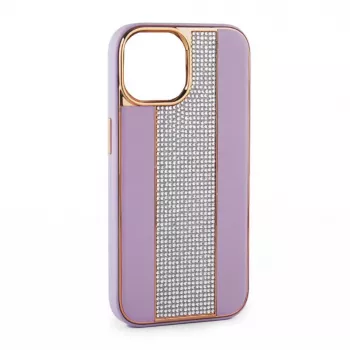 iLike Apple iPhone 15 Pro Max Diamonds and Leather Case Pink Sand