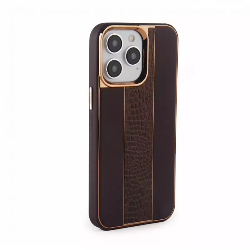 iLike Apple iPhone 15 Pro Max Leather Case Customized Brown