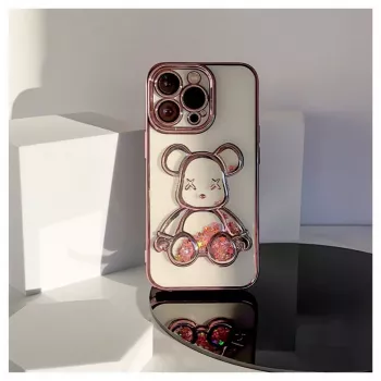 iLike Apple iPhone 13 Pro Silicone Case Print Desire Bear Pink