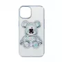 iLike Apple iPhone 14 Silicone Case Print Desire Bear Silver