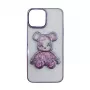 iLike Apple iPhone 14 Silicone Case Print Desire Bear Purple