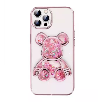 iLike Apple iPhone 14 Pro Silicone Case Print Desire Bear Pink