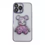 iLike Apple iPhone 14 Pro Silicone Case Print Desire Bear Purple