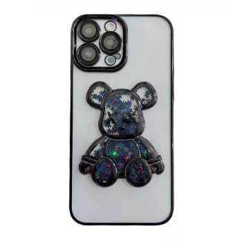 iLike Apple iPhone 14 Pro Silikonowe Etui Nadruk Desire Bear Czarny