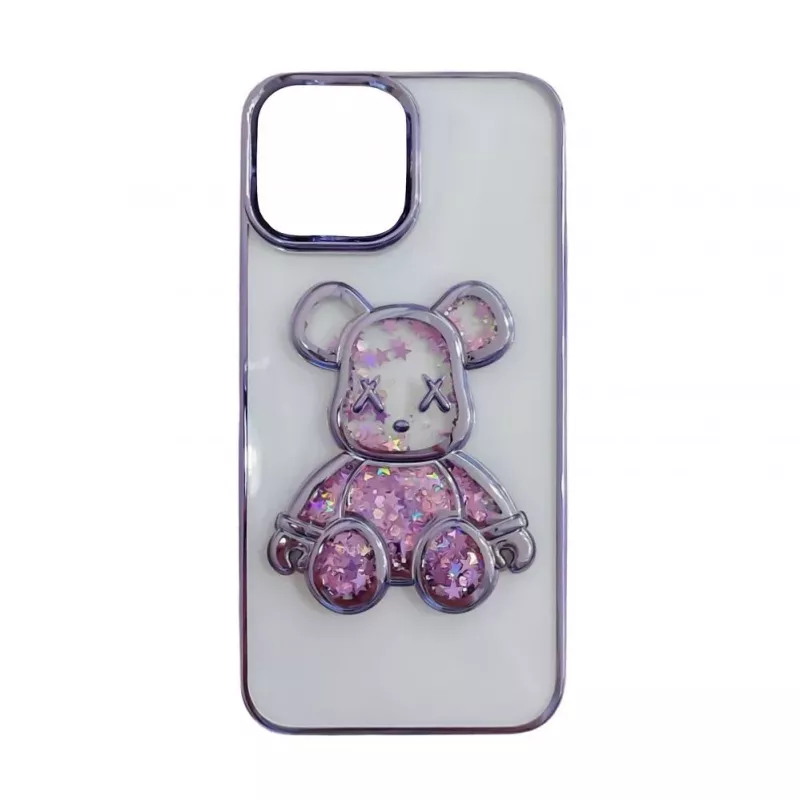 iLike Apple iPhone 15 Silicone Case Print Desire Bear Purple