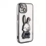 iLike Apple iPhone 13 Silicone Case Print Desire Rabbit Black