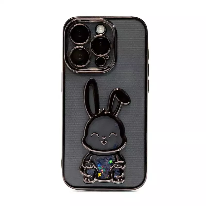 iLike Apple iPhone 14 Pro Max Silicone Case Print Desire Rabbit Black