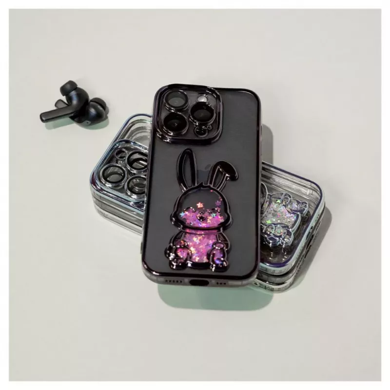 iLike Apple iPhone 14 Pro Max Silikonowe etui z nadrukiem Desire Rabbit Fioletowy