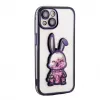 iLike Apple iPhone 15 Silicone Case Print Desire Rabbit Purple